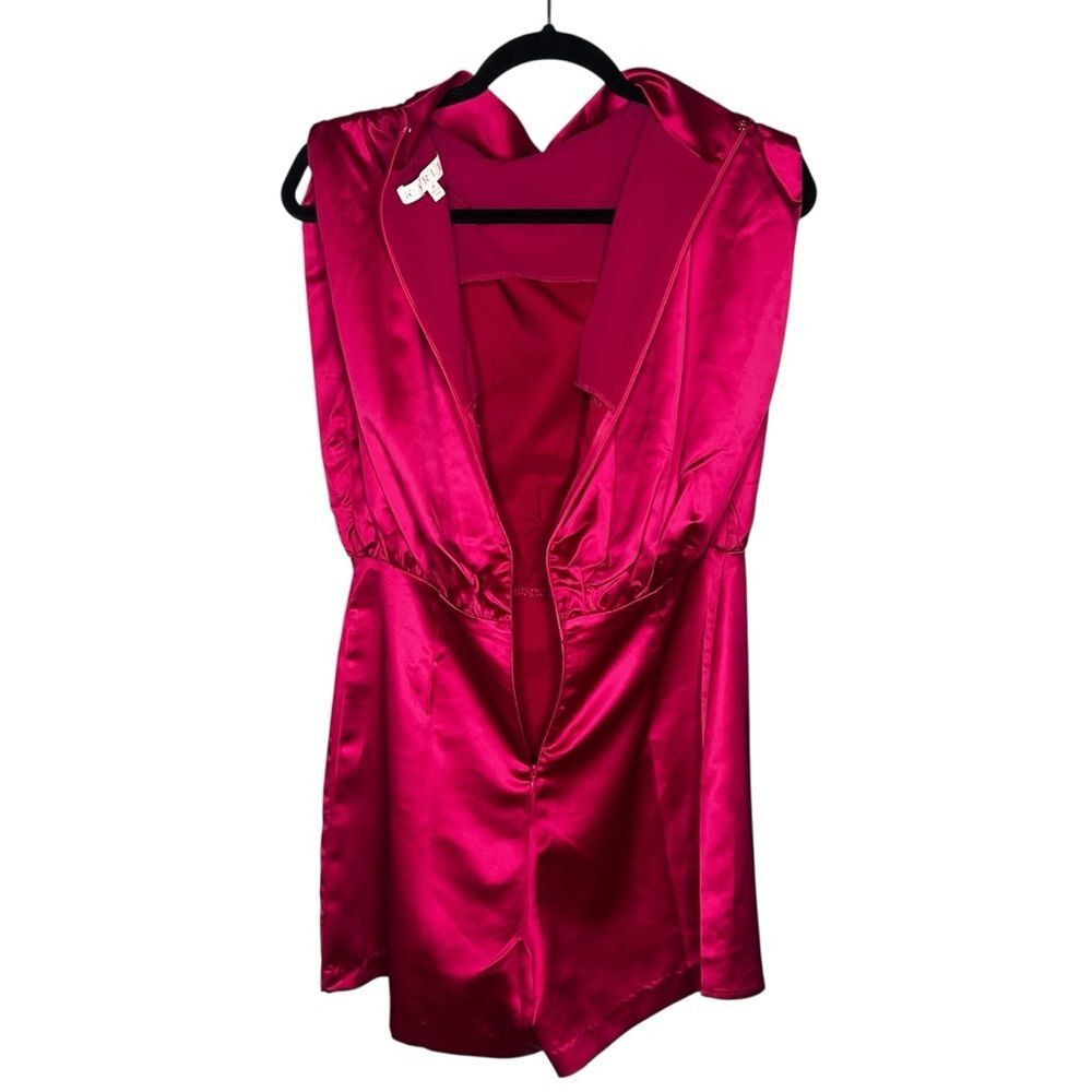 Karlie Hot Pink Satin Romper Skort High Neck Barbiecore Party Cottagecore Size M - Picture 5 of 8